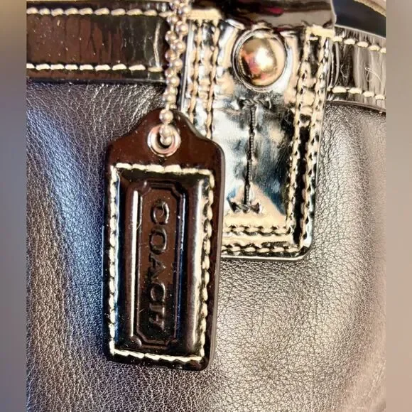 046-Coach:F14887 Laura Leather Tote Bag w/ Patten Leather Trim Bag & Wallet Set - Picture 10 of 11